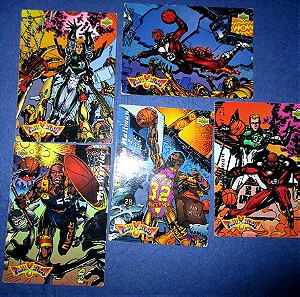 Upper deck 1992-93, Fanimation NBA, λοτ 5 καρτών, με Jordan και Bird
