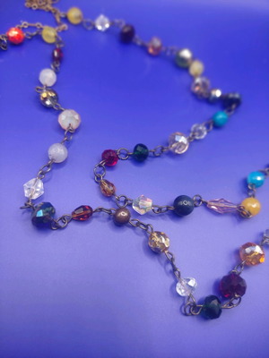 Necklace handmade long with crystals vintage style new