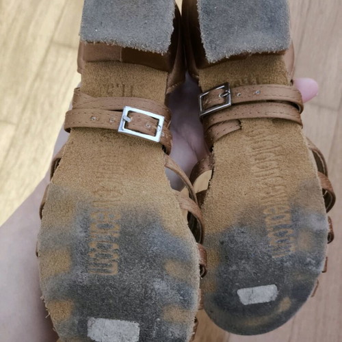 Children's leather Latin shoes used, size 11.5, brown