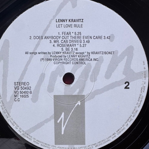 Lenny Kravitz Let Love Rule LP used, rock genre