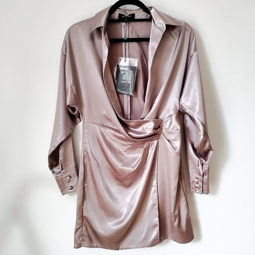 Peace & Love Satin Wrap Dress New With Tag, Dusty Pink, Size 36 EU