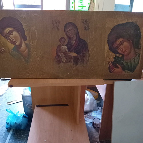 Wooden images used, dimensions 0.80×0.35