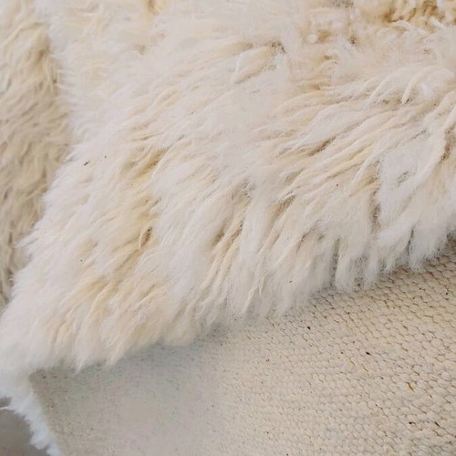 Wool flokati rug like new, set of 2 pieces 1.40×2.00 white