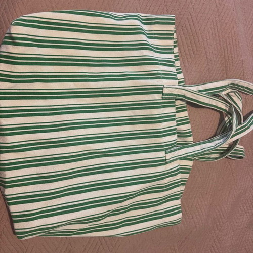 Tote beach bag H&M used, white and green shoulder bag