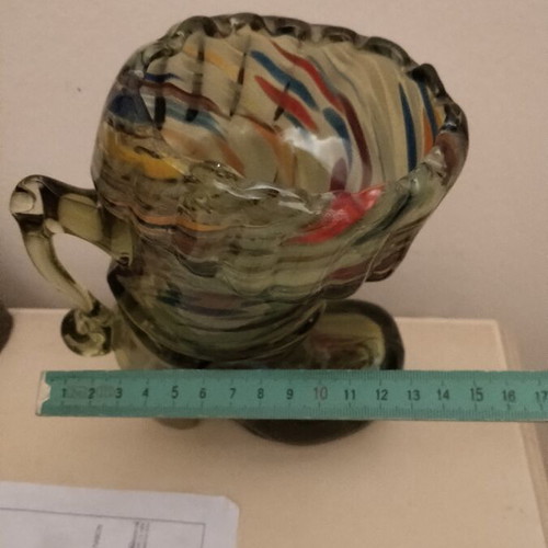 Murano boot-shaped pitcher like new, hand-blown glass vintage piece