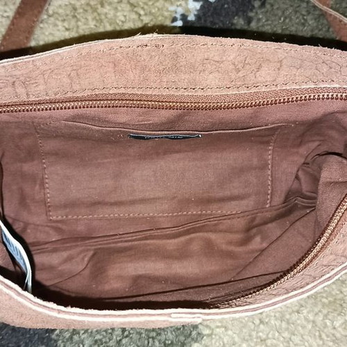 Parfois crossbody bag new, 100% suede leather, brown and red