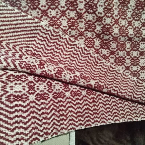 Wool handmade loom blanket new, burgundy and beige