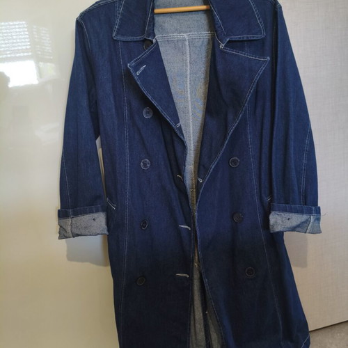 Denim trench coat Fittiway dark wash size M like new