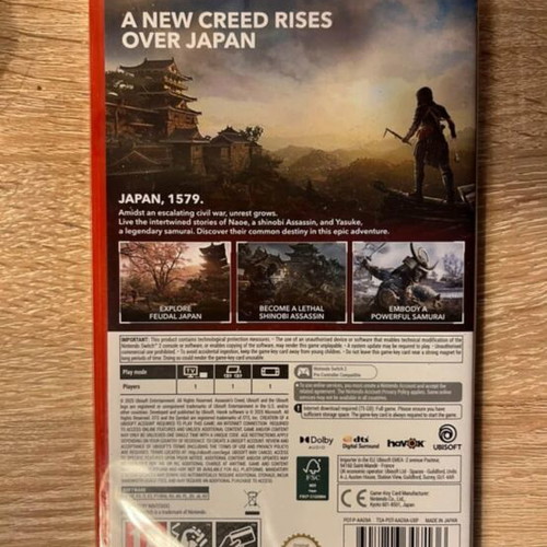 Assassin's Creed Shadows game key card for Nintendo Switch 2