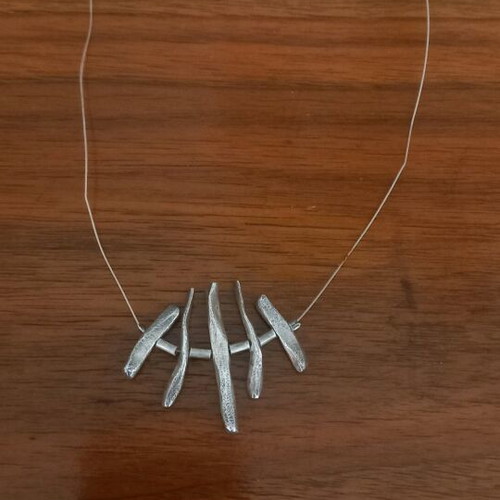 Silver aged hammered necklace