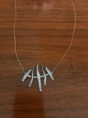 Silver aged hammered necklace