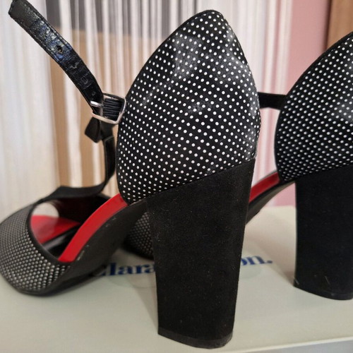 Clara Barson polka dot sandals with red sole like new, size 40