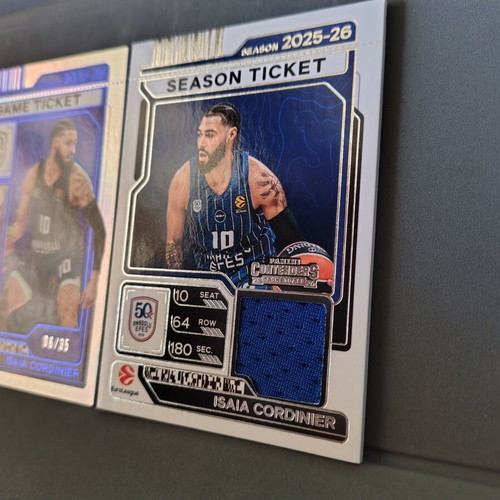 2025-26 Panini Contenders Isaia Cordinier Game Ticket /35 and Season Ticket Patch like new