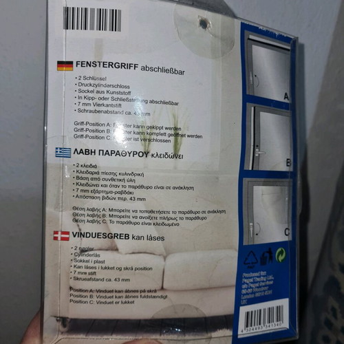 Window balcony door handle new with lock and 2 keys