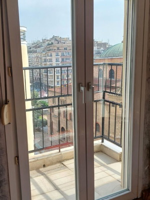 Glass double door like new, tinted, white frame, premium construction