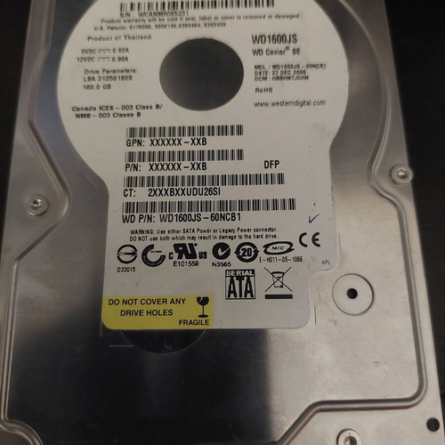 Western Digital hard drive 160 Gb SATA like new