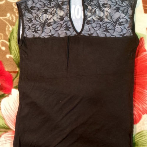 Blossom Mind sleeveless top with rhinestones and Russian print
