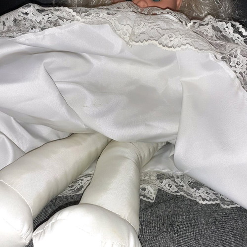 Large bride doll like new with silk clothes