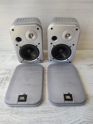 JBL Control One monitor speakers, silver