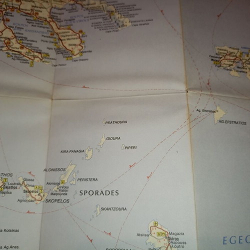 Map of Greece used, Athens April 1989 edition