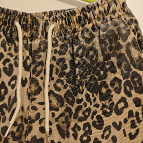 Leopard Print Jeans with Drawstring new