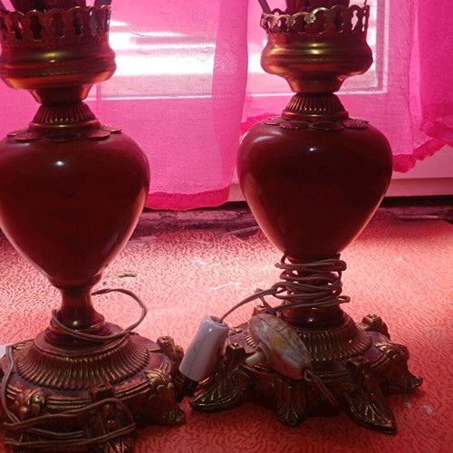 Vintage table lamps used, set of 2, 1970s