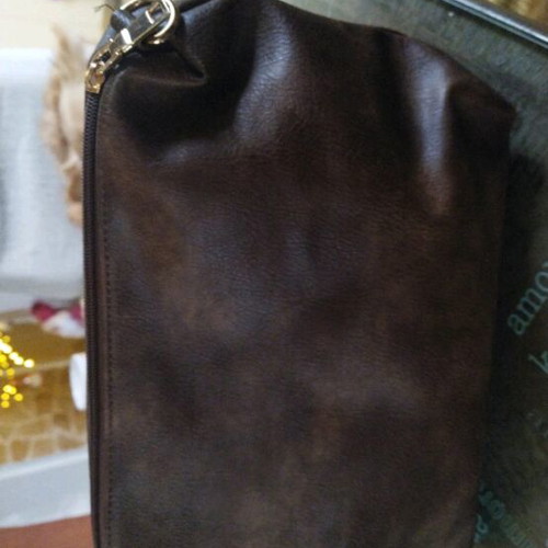 Shoulder bag set with two matching pouches like new, brown