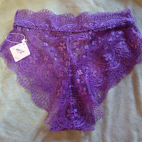 Modern Ocean Purple Lace Lingerie New with Ribbon and Tag L/XL