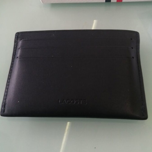 Lacoste card holder new, black leather with 6 card slots
