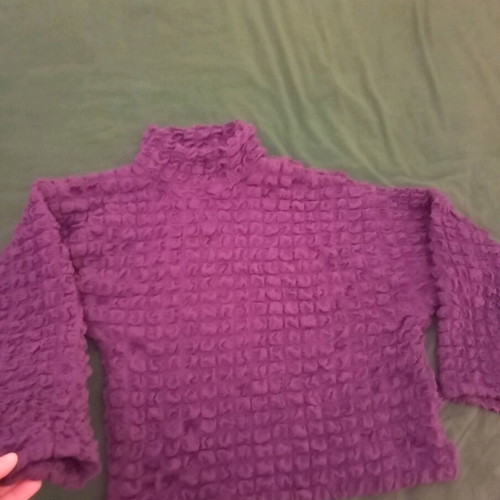 Zara blouse dark purple asymmetric with honeycomb pattern refurbished, medium