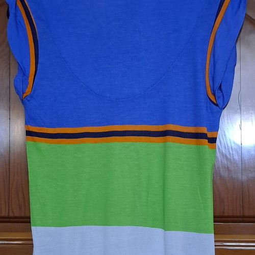 ZARA Collection Colorblock Cap Sleeve Scoop Neck Top, Medium