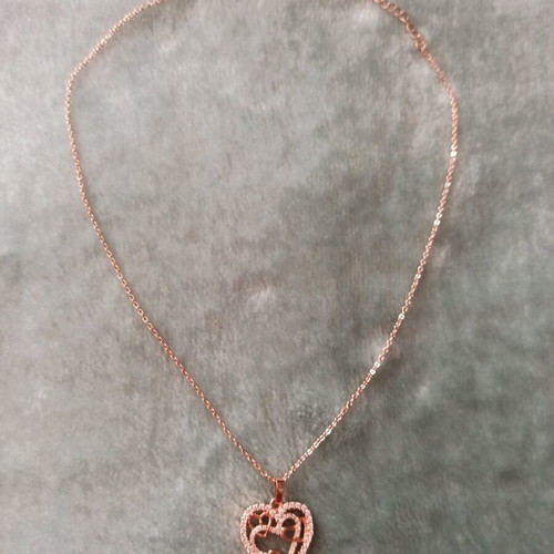 Rose Gold Heart Necklace new, 925 Silver with Crystals