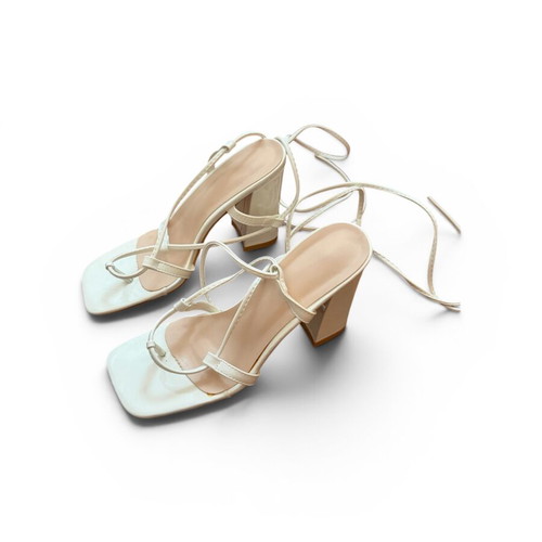 Shein White Sandals with Heel and Lace-Up Size 38 New