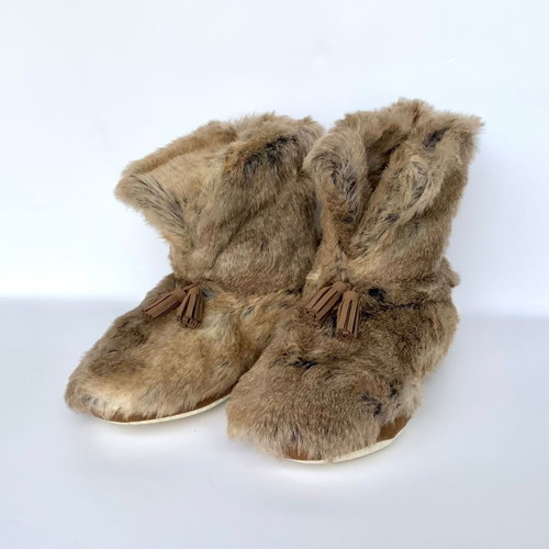 Pottery Barn PB Teen Wolf Booties slippers synthetic fur new size XL