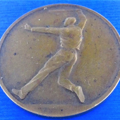 France medal used, tennis award service 40mm bronze