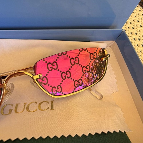 Gucci GG1278S 005 Sunglasses new, gold frame purple mirror