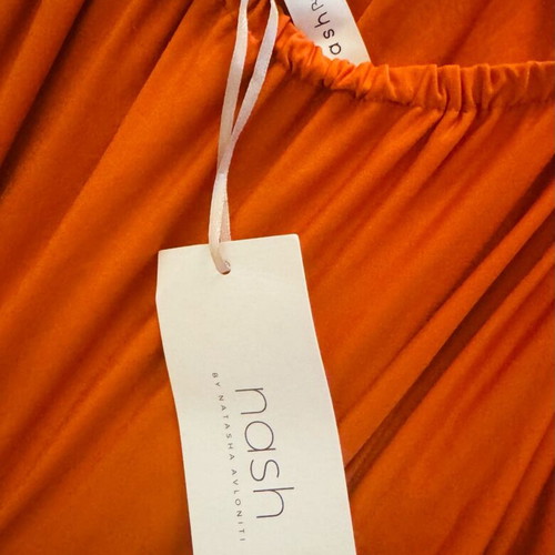 Nash dress one size new, orange with deep V and side slits