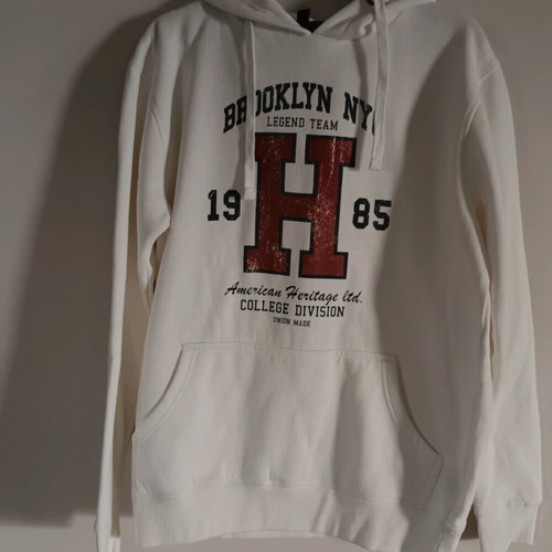 Men's Hoodie sweatshirt size M like new, white, logo print
