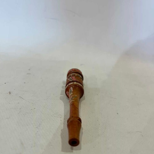 Vintage wooden tobacco pipe handmade with traditional motifs 13.5cm used