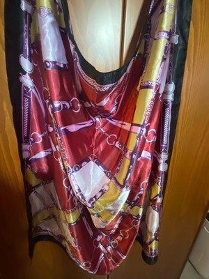 Квадратен шал като нов, 90 см, бордо, жълт, бежов, черен