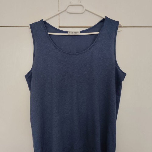 Paolo Todesco vintage sleeveless blouse blue linen new Medium Large