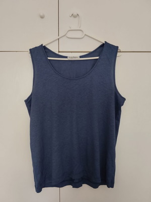 Paolo Todesco vintage sleeveless blouse blue linen new Medium Large