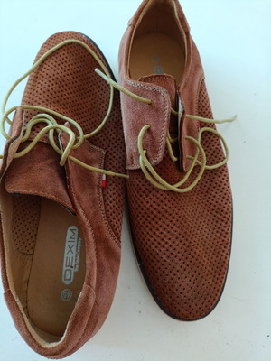 Dexim men's casual shoes size 45, like new, tan perforated suede leather