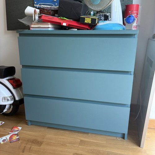 MALM chest of drawers with 3 drawers dark turquoise like new