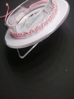 Handmade bracelet new with white and pink acrylic beads