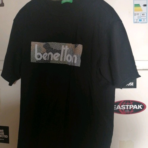 Benetton men's t-shirt new size XL black and gray