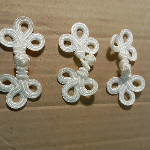 Fabric fasteners new, 3 white sets