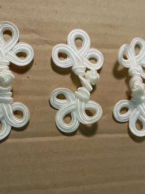Fabric fasteners new, 3 white sets