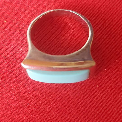 Silver ring 925 with genuine large turquoise like new