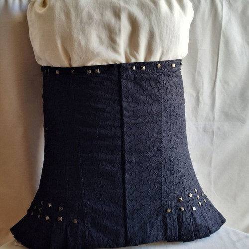 Karen Millen Vintage Y2K Small Black Broderie Anglaise Corset Halter Top like new